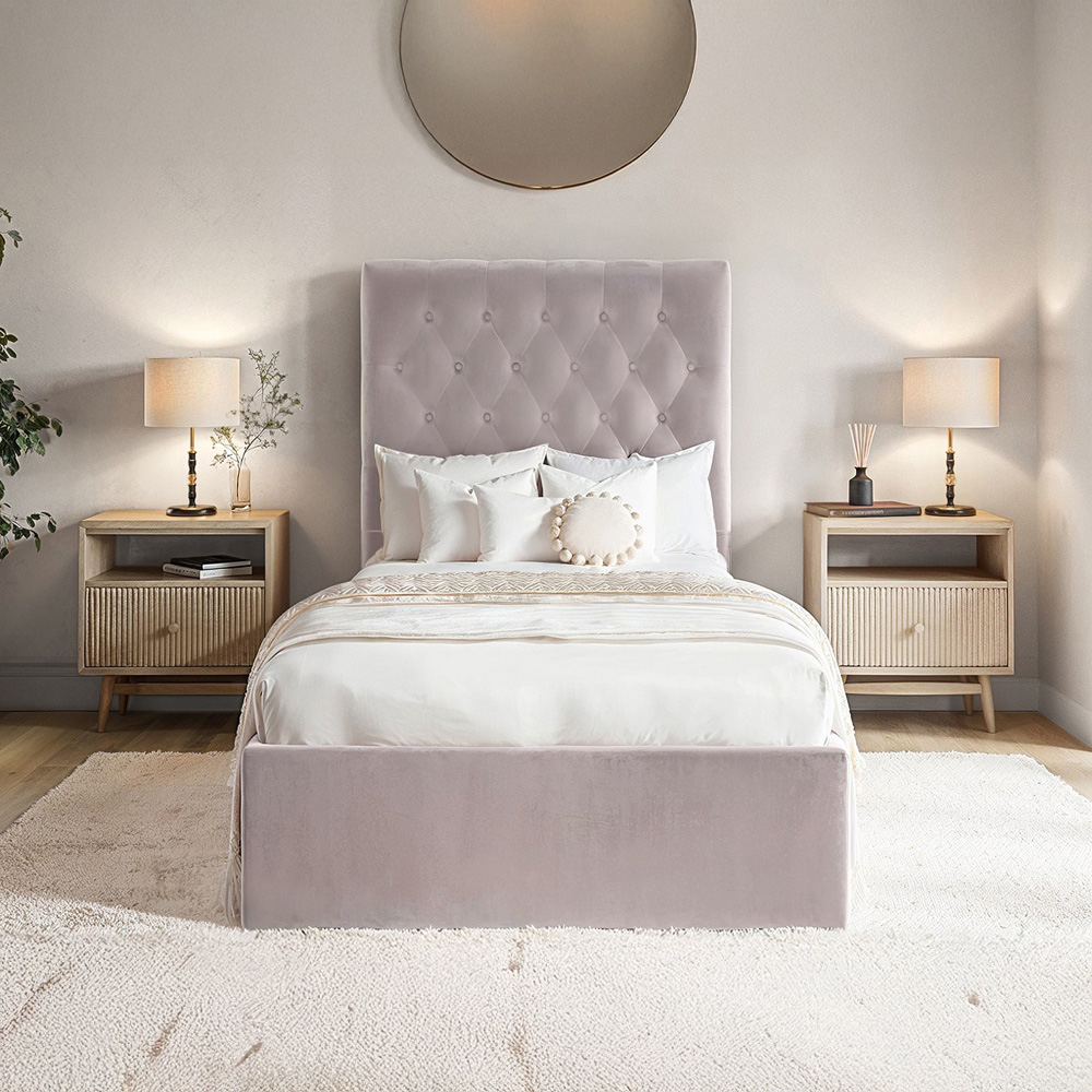 Flair Milan Single Pink Velvet Ottoman Bed Image 6