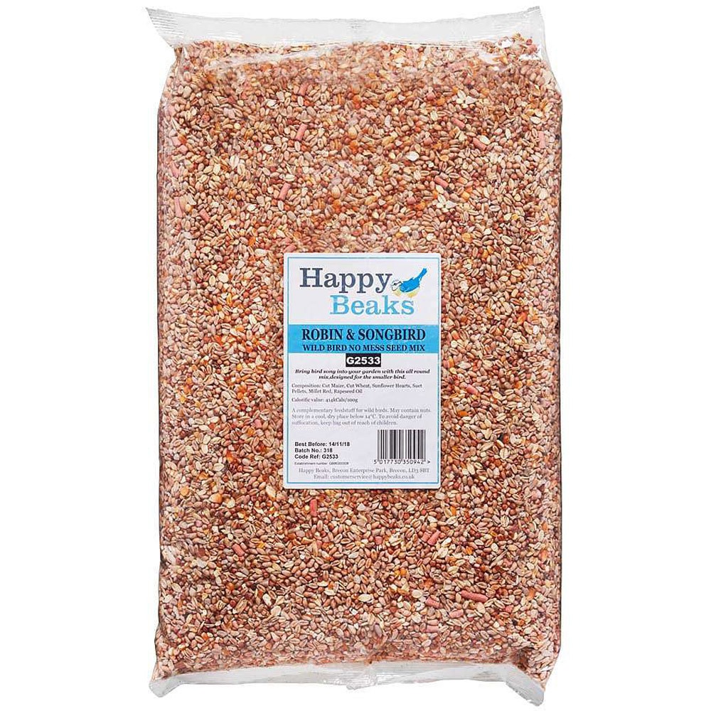 Happy Beak Robin and Songbird No Mess Wild Bird Seed Mix 25.5kg Image 1