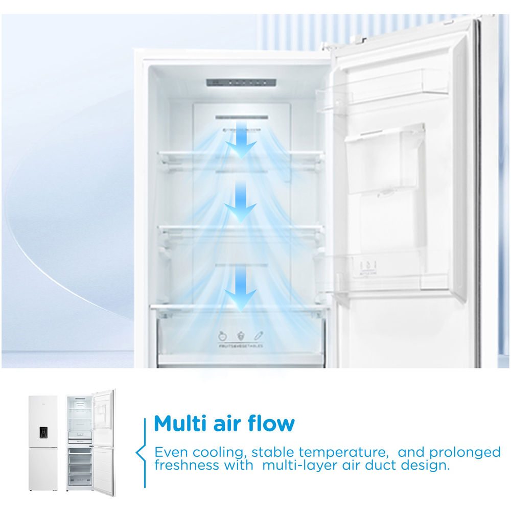 Midea MDRB379FGD01W White Total No Frost 273L Combi Fridge Freezer with Non-Plumbed Water Dispenser Image 9