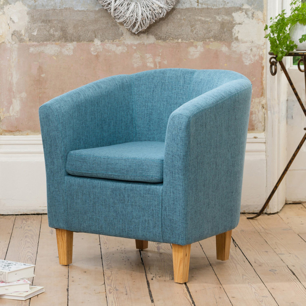 Artemis Home Alderwood Teal Hessian Tub Chair Image 3