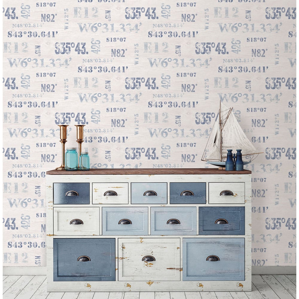 Galerie Deauville 2 Nautical Navy and Light Blue Wallpaper Image 3