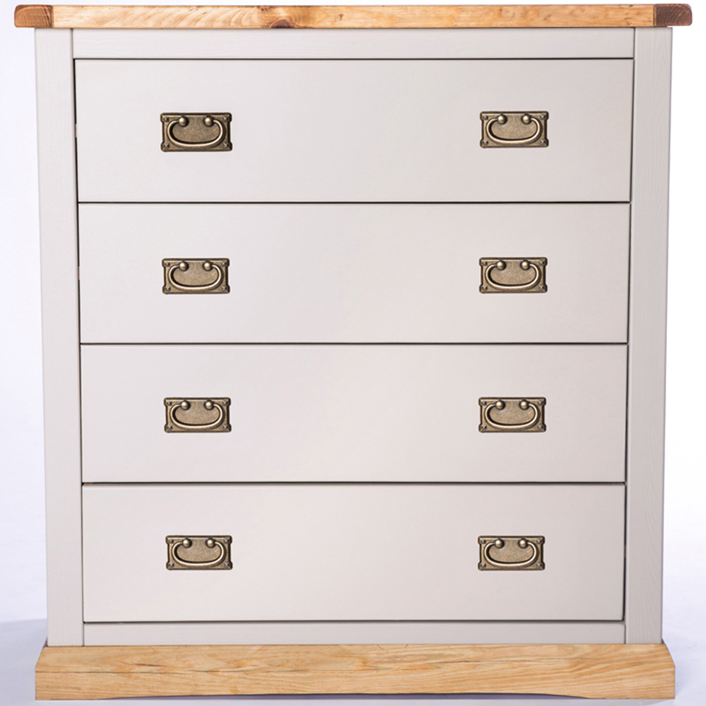 Bomporto 4 Drawer Light Grey Chest of Drawers with Brass Drop Handle Image 2