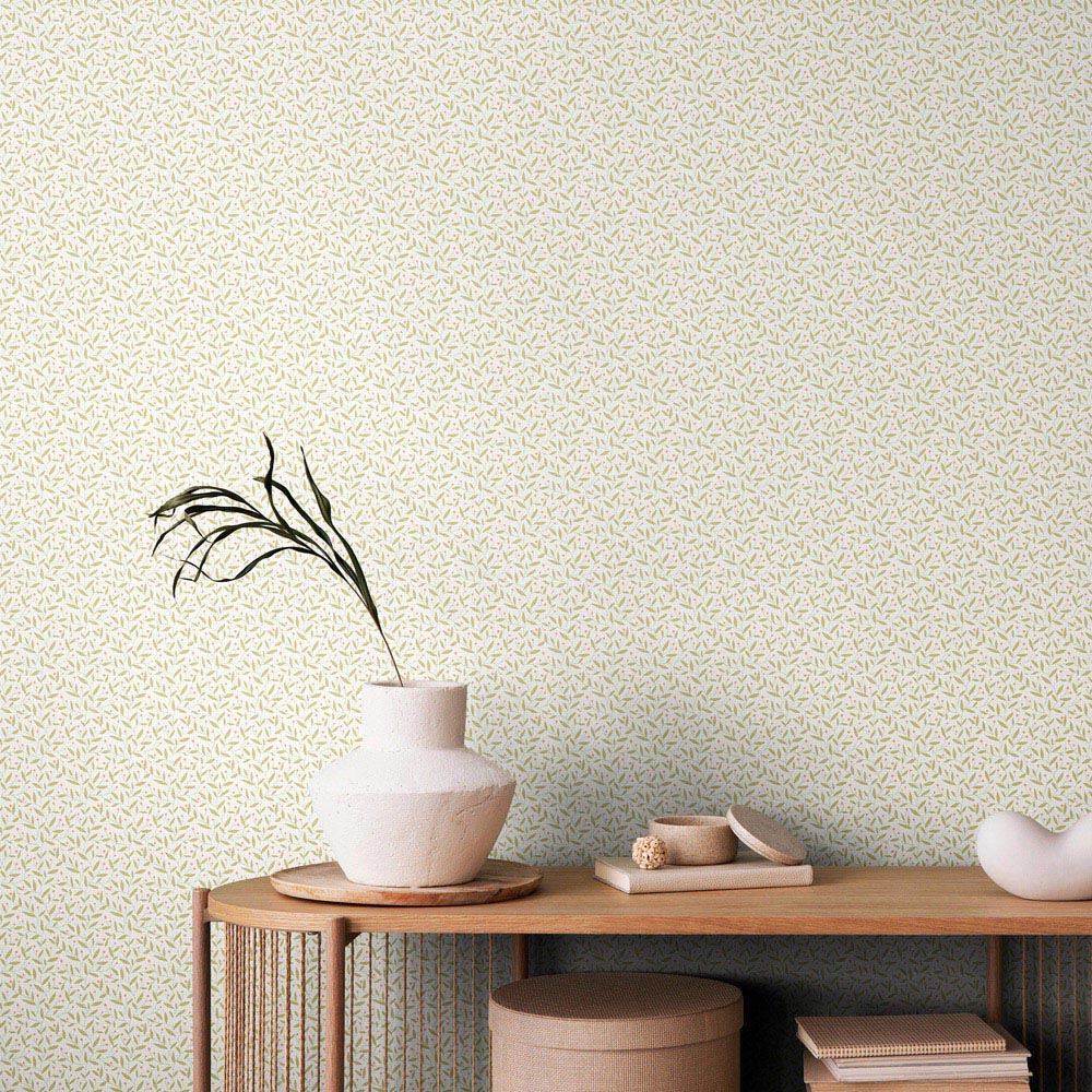 Hoopla Walls Purity Dotty Vine Green Wallpaper Image 2