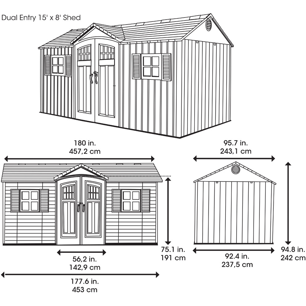 Lifetime Products 15 x 8ft Double Door Garden Storage Shed Image 9