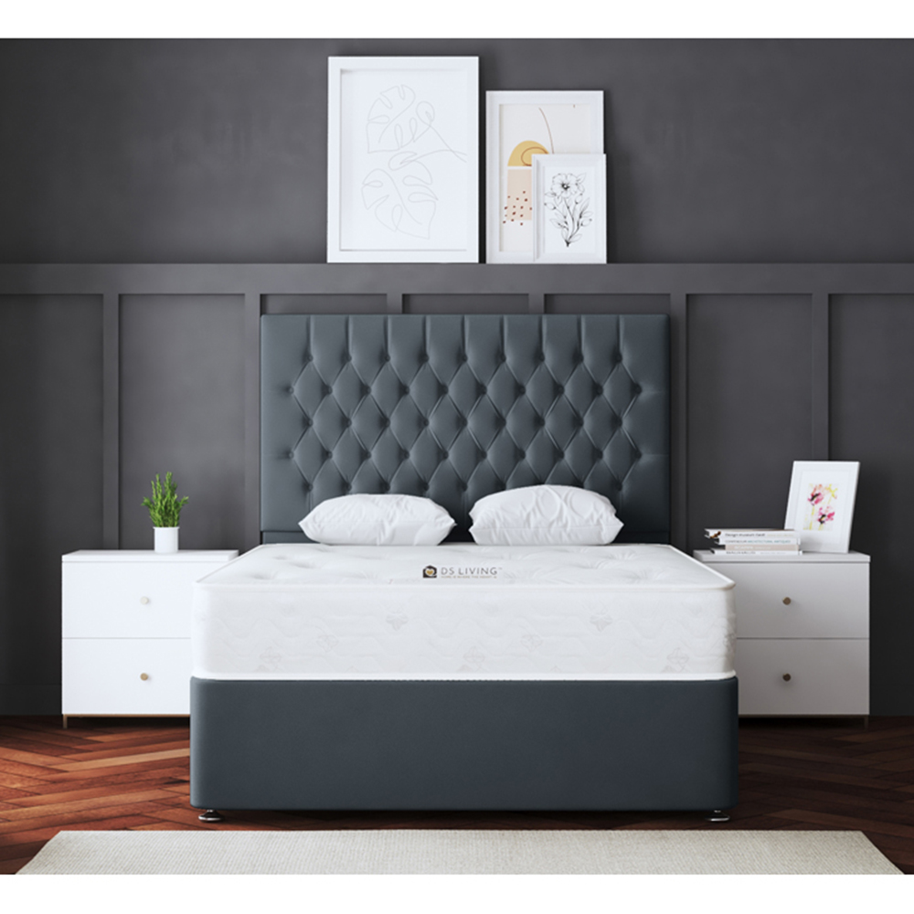 DS Living Seraphine Small Single Steel Upholstered Panel Divan Bed with 2 Drawer Image 4