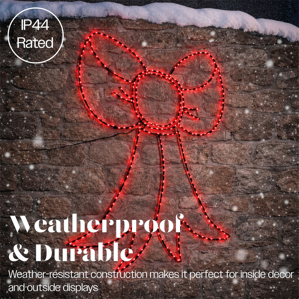 Xmas Haus 316 Red Micro LED Metal Bow Silhouette Christmas Decoration 75cm Image 4