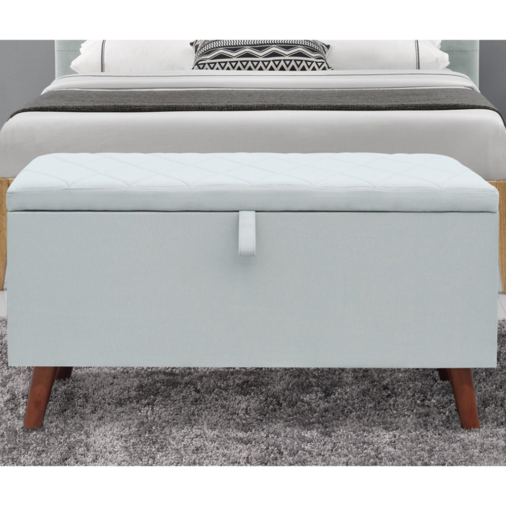 Brooklyn Double Blue Linen Fabric Bed Frame with Blanket Box Image 2