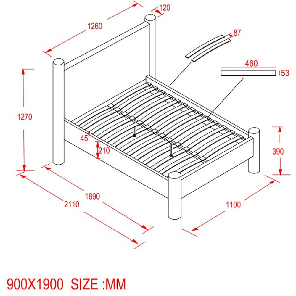 Flair Rayne Single Beige Boucle Fabric Pillar Bed Image 7