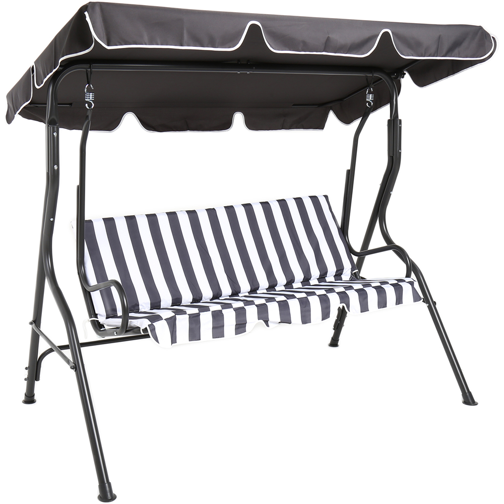 Charles Bentley 3 Seater Grey and White Garden Swing Seat Image 2