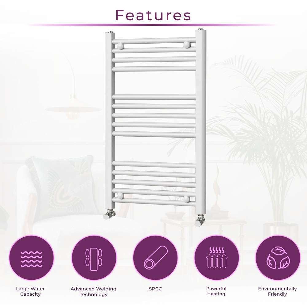 Go Bathrooms Nola White Heated Towel Rail 770 x 500mm Image 4