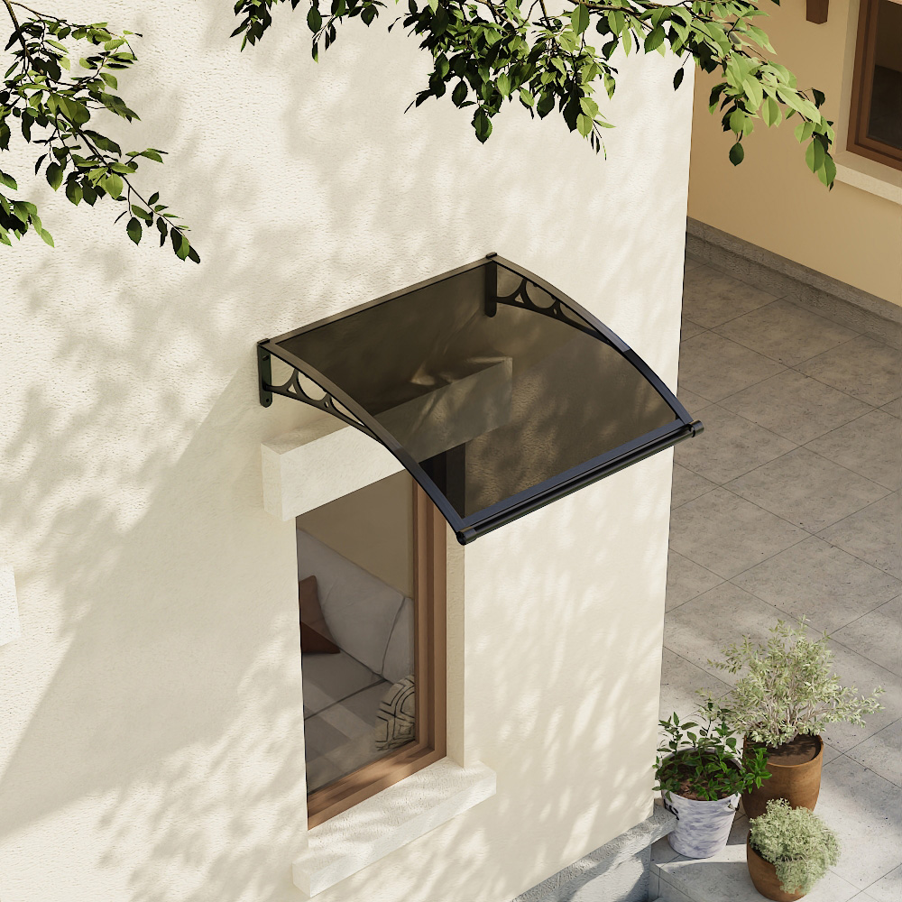 Living and Home Dark Grey Curved Door and Window Canopy 1.0 x 1.0m Image 7