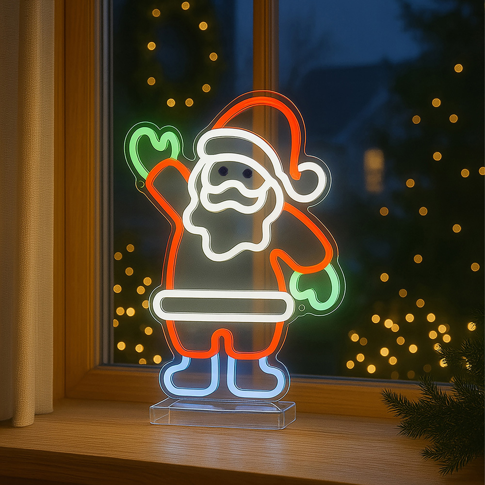 Xmas Haus Neon LED Wall Mountable Santa 29 x 17cm Image 2
