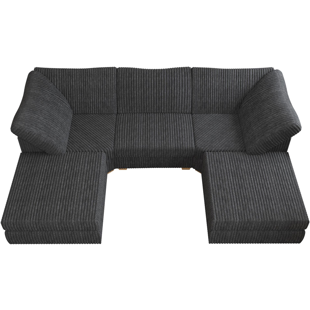 Nestle 5 Seater Steel Plush Faux Fur Fixed Back U-Shape Sofa Image 4