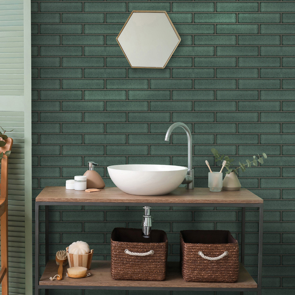Holden Celadon Gloss Tile Emerald Green Wallpaper Image 3