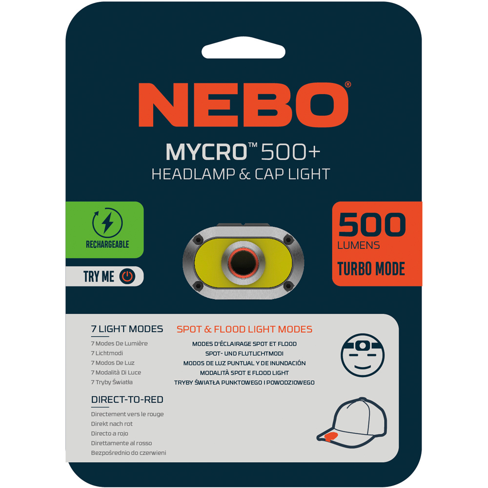 Nebo Mycro 500+ 2-in-1 500 Lumens Rechargeable Detachable Headlamp and Cap Light Image 4