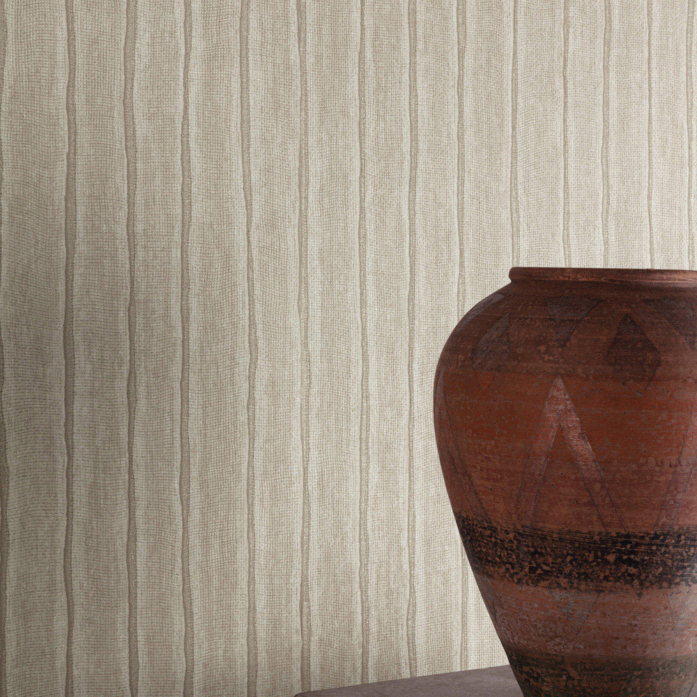 Grandeco Kalema Stripe Taupe Wallpaper Image 4