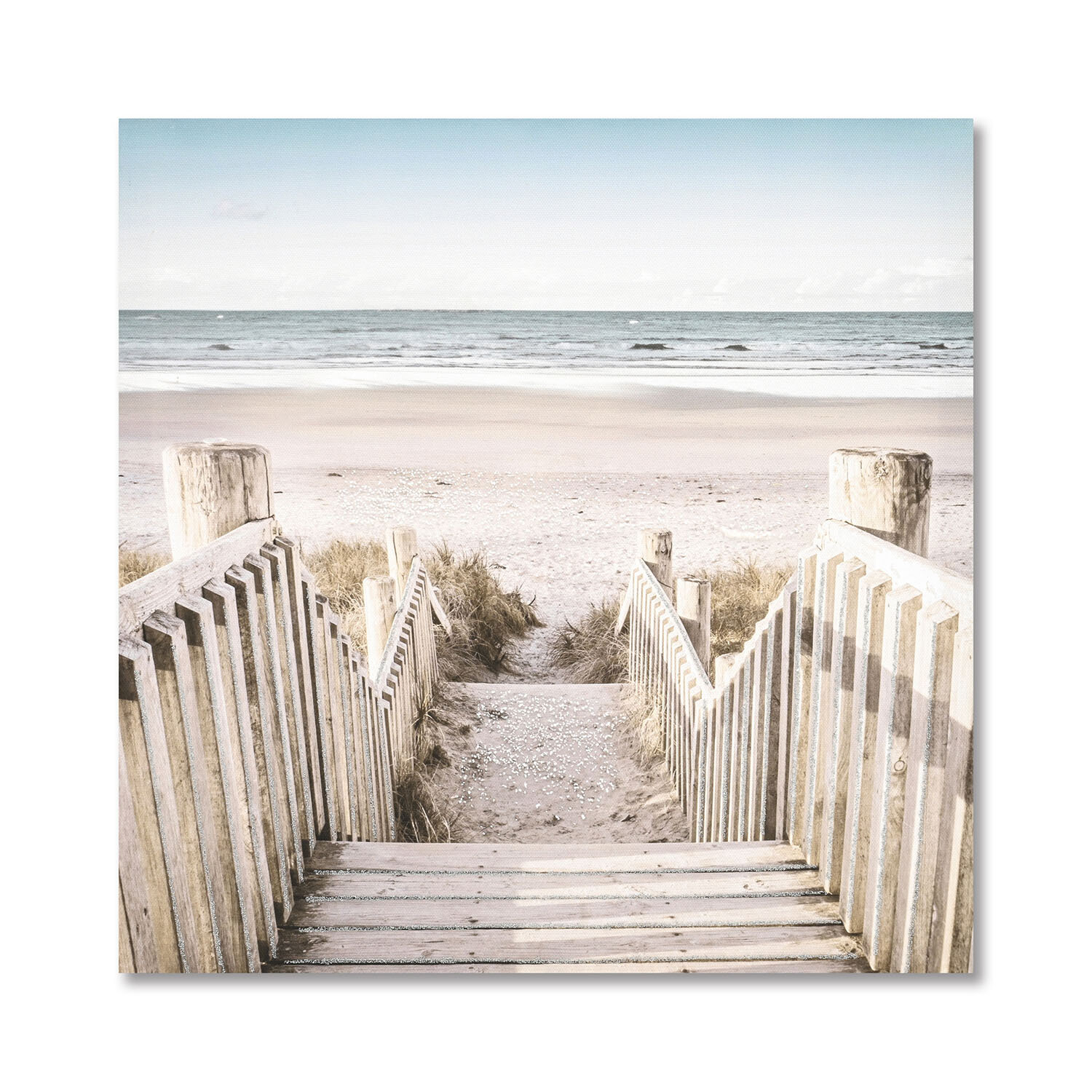 Beach Views Glitter Canvas - Blue Image 3
