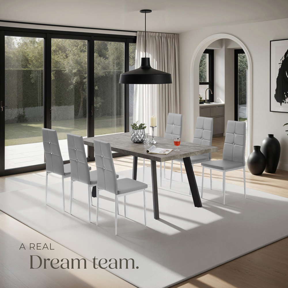 tectake Set of 4 Grey Rhinestone Highlight Dining Chairs Image 3