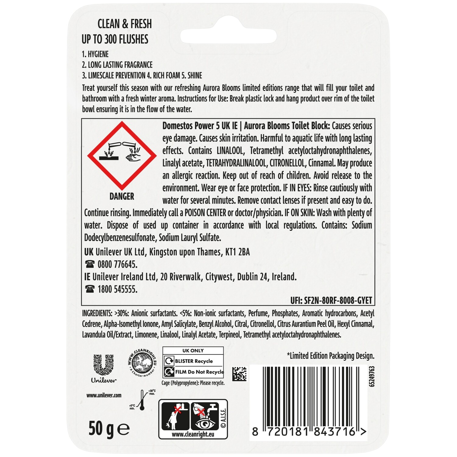 Domestos Power 5 Rim Block Aurora Blooms Image 2