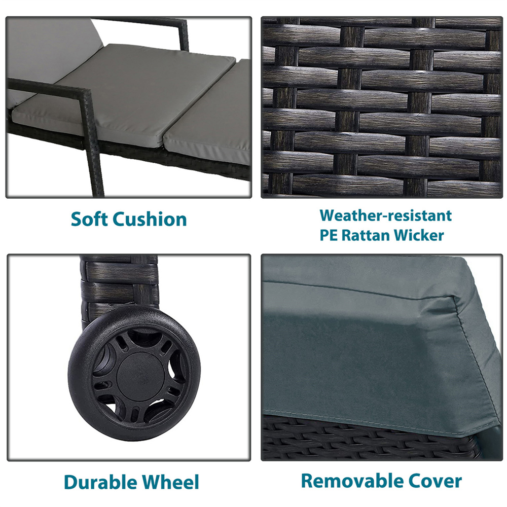 Furniture One Rattan Sun Lounger with Wheels Image 6