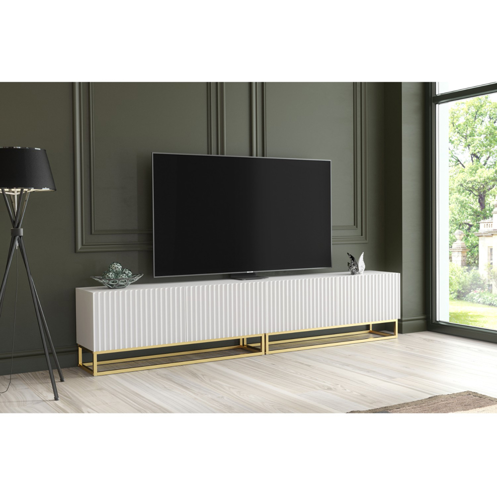 Creative Furniture Ripple Duo White 2 Fluted Door TV Unit Image 7