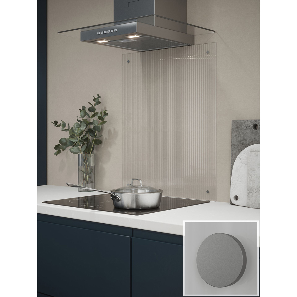 Fluted Clear Glass Kitchen Splashback with Satin Chrome Caps 600 x 750 x 4mm Image 6