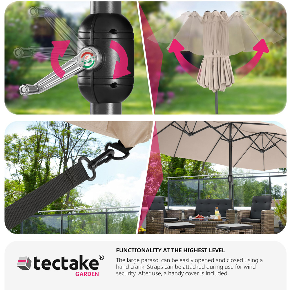 tectake Silia Beige Extra Wide Parasol 4.6 x 2.7m Image 7