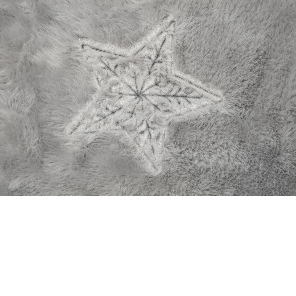 Star Embroidered Faux Fur Duvet Set Silver Single Image 5