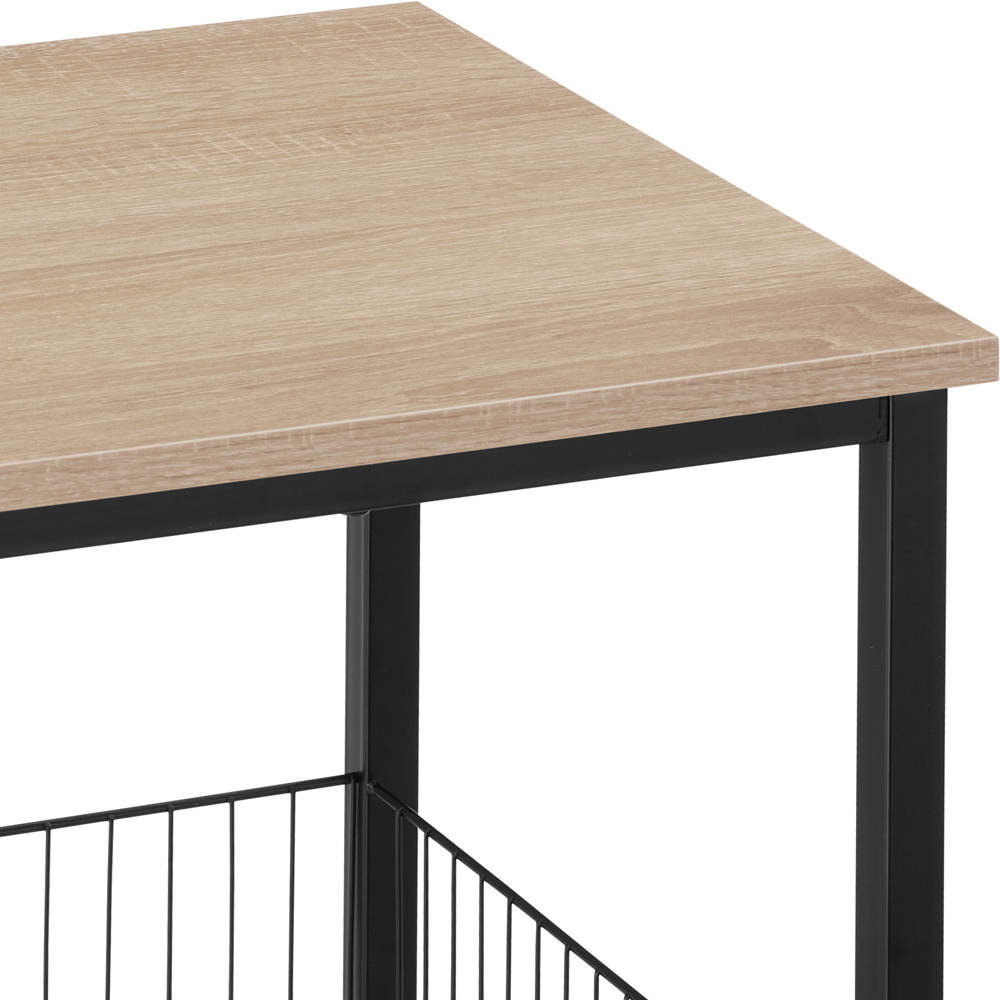 tectake Grimsby Light Wood Oak Sonoma Bedside Table with Mesh Basket Image 8