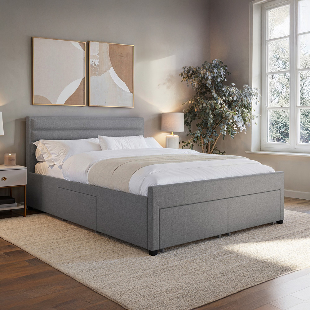 Flair Heybrook King Size Grey 4 Drawer Bed Image 4