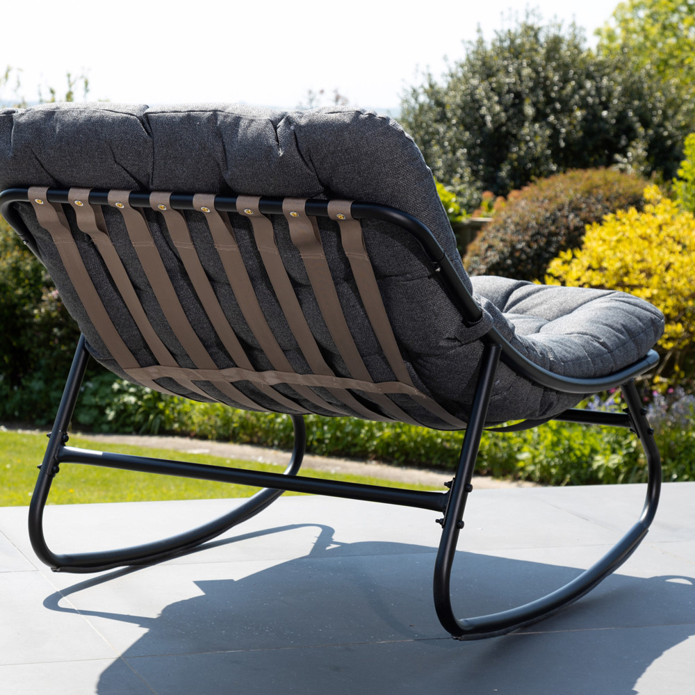 Artemis Home Solace Black Outdoor Rocking Chair with Dark Grey Cushion Image 4