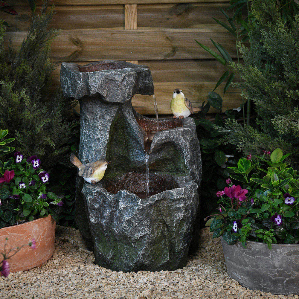 Garden Gear Cascading Rock with Birds Water Feature Image 2
