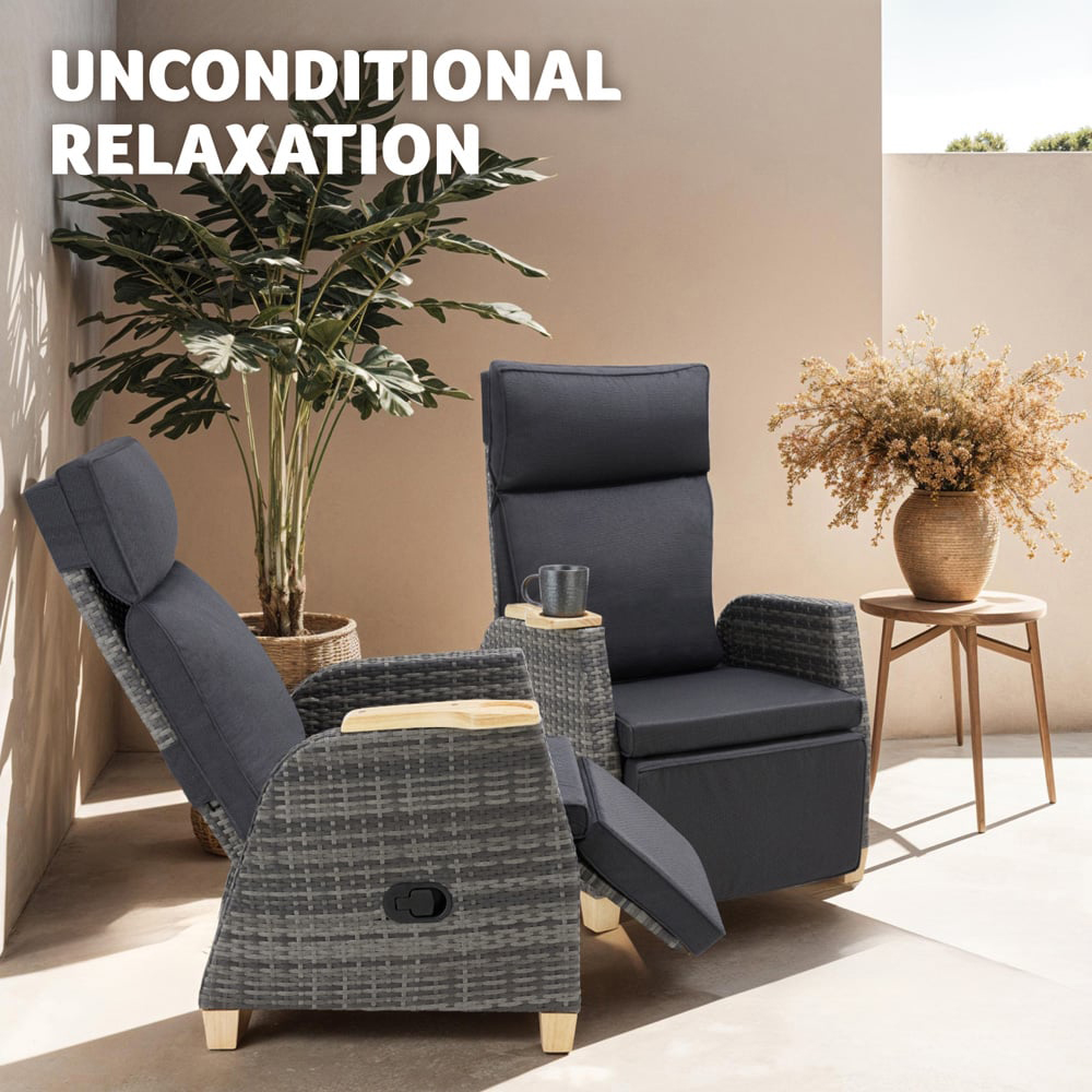 tectake Pescara Grey Adjustable Reclining Garden Armchair Image 8
