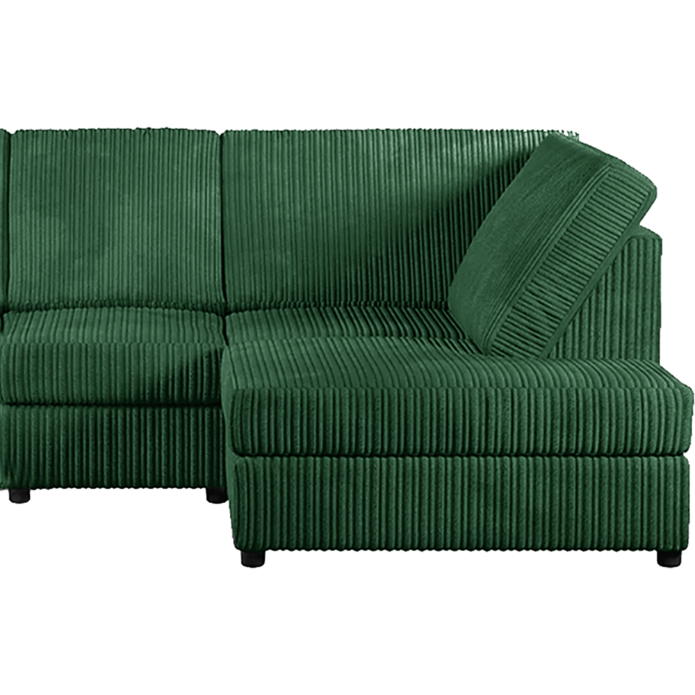 Luxor 4 Seater Green Jumbo Cord Right Hand Facing Full Back L Shaped Corner Sofa Set Image 4