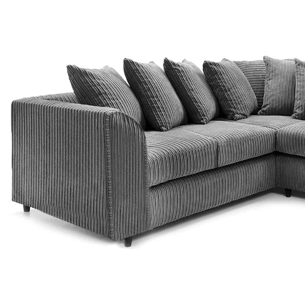 Luxor 5 Seater Grey Jumbo Cord Scatter Back L Shaped Corner Sofa Set Image 3