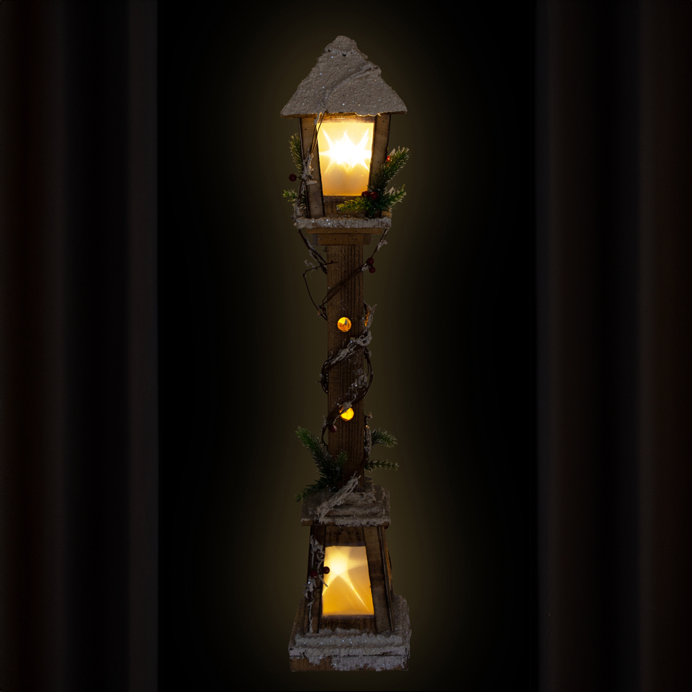 The Christmas Workshop LED Snow Tipped Wood Lamp Post 85cm Image 6