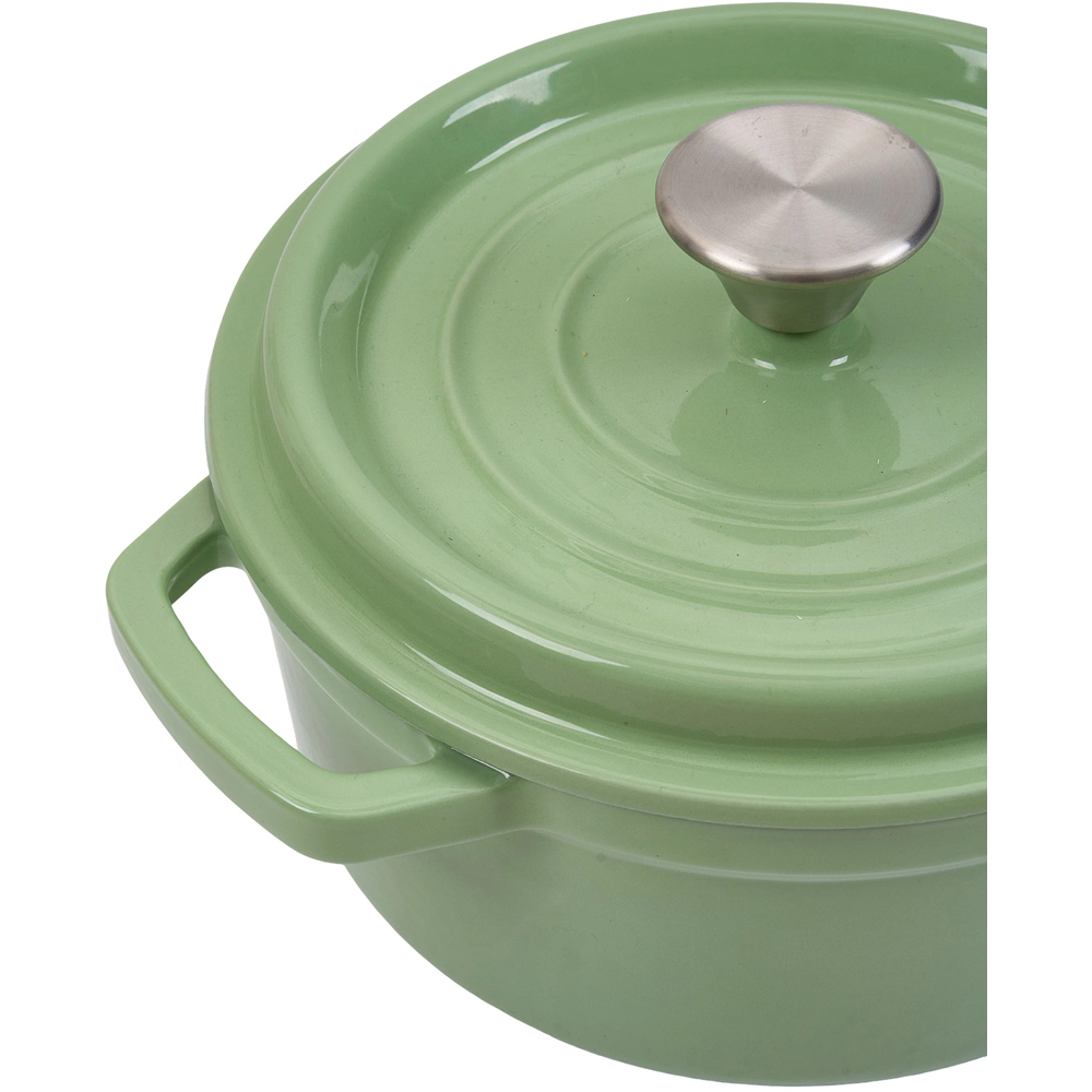 Living and Home Matcha Green Enamelled Cast Iron Dutch Oven Pot 5L Image 5