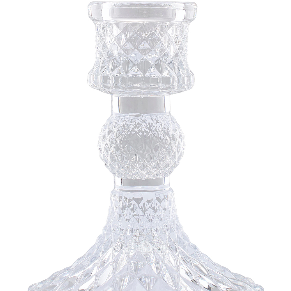 Living and Home Clear Glass Candlestick Holder Set of 2 Image 7
