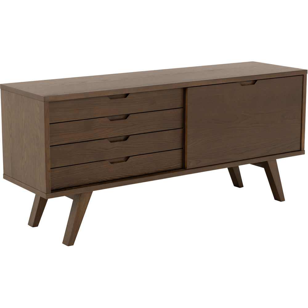 Florence A Line 4 Drawer Smoked Oak Sideboard with Sliding Door Image 2