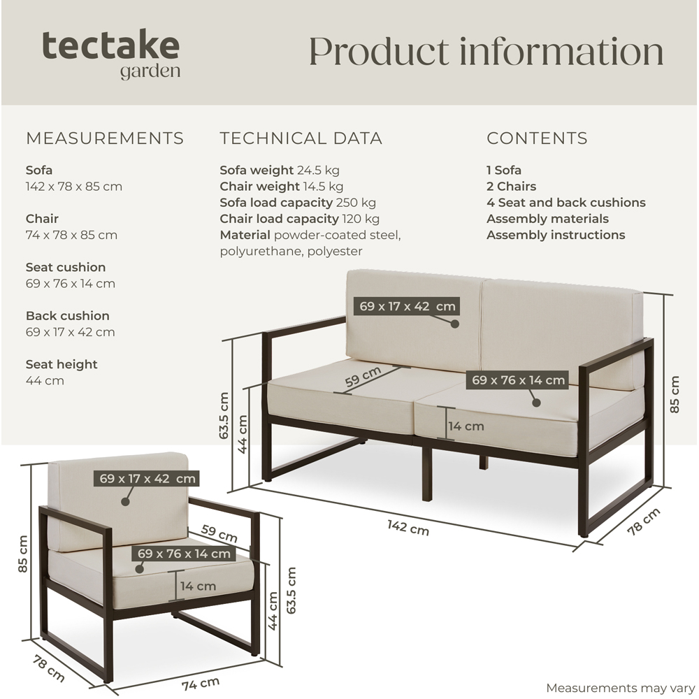 tectake Comosa 4 Seater Garden Sofa Set with Cushion Image 9
