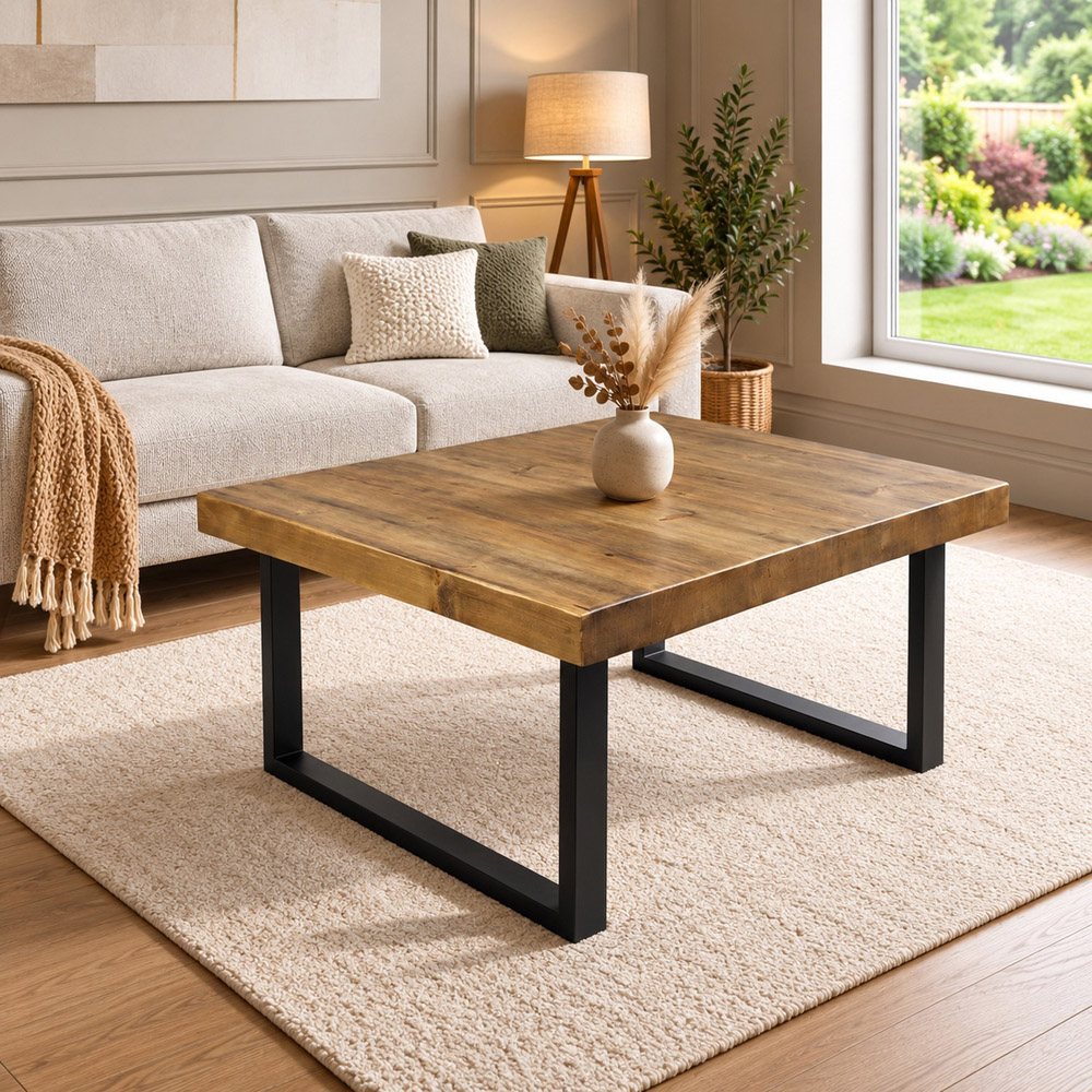 Homebase Jacobean Chunky and Sturdy Handmade Wooden Coffee Table 140 x 100cm Image 3