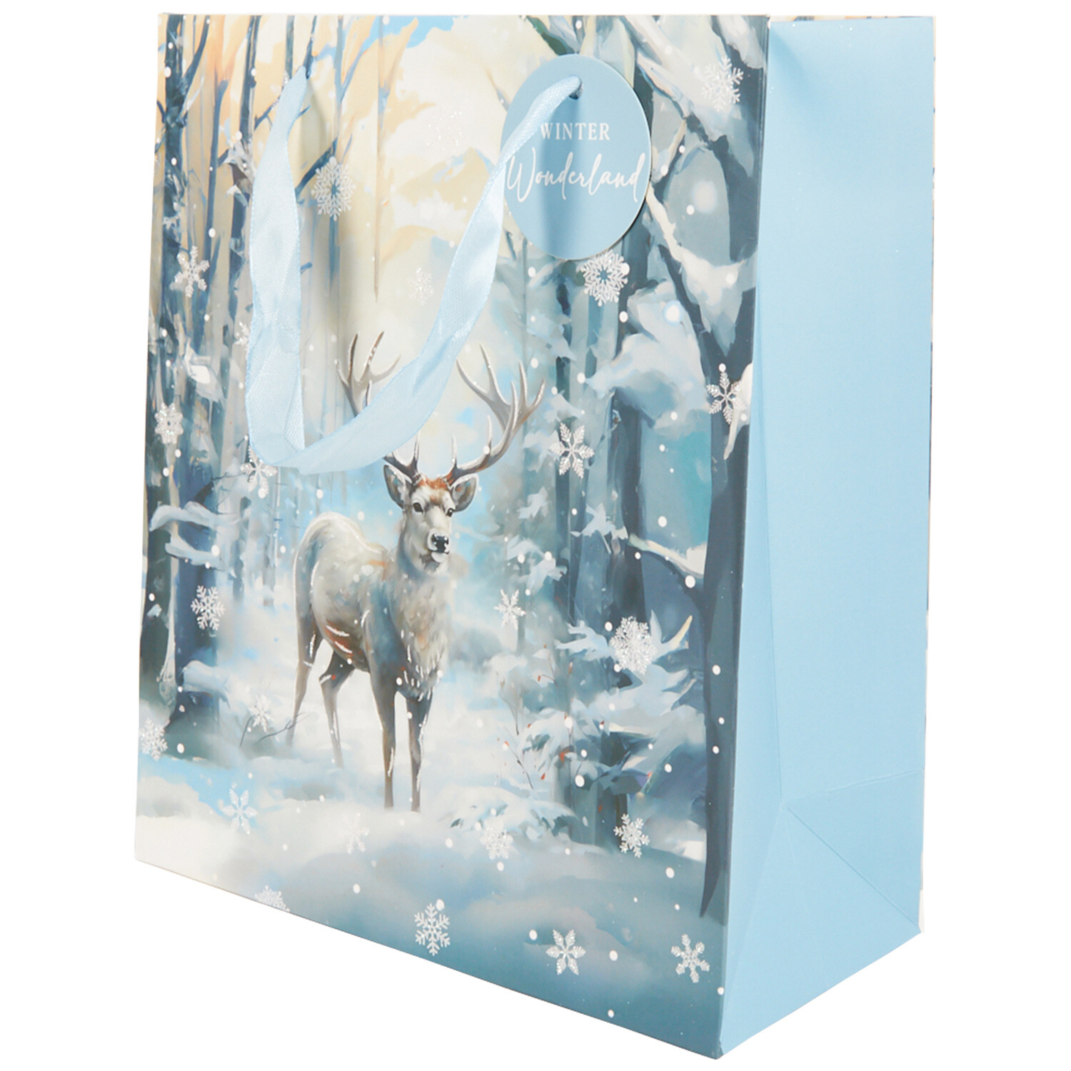 Snowy Reindeer Gift Bag - Blue Image 2