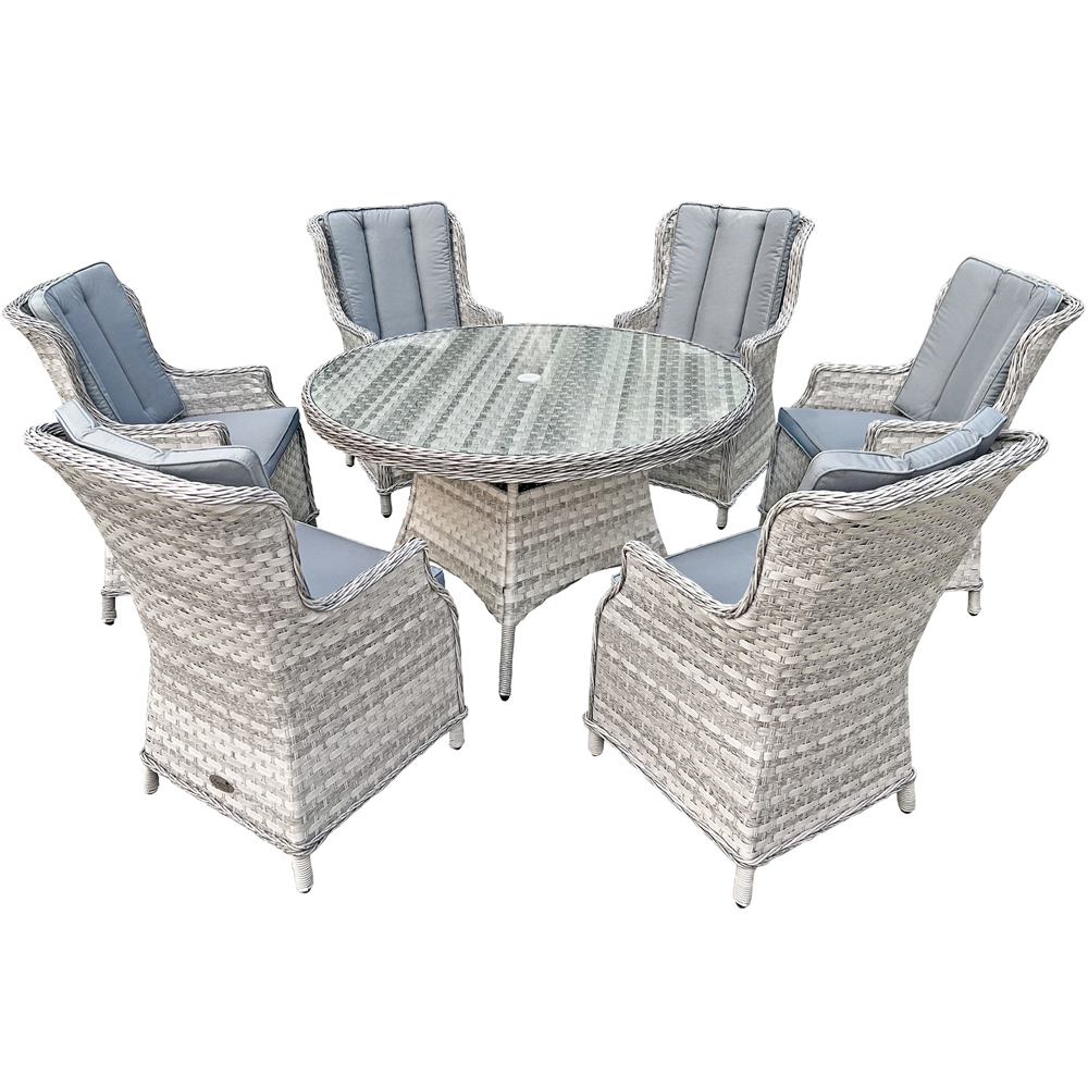 Oseasons Knightsbridge 6 Seater Rattan Dining Set Dove Grey Image 2