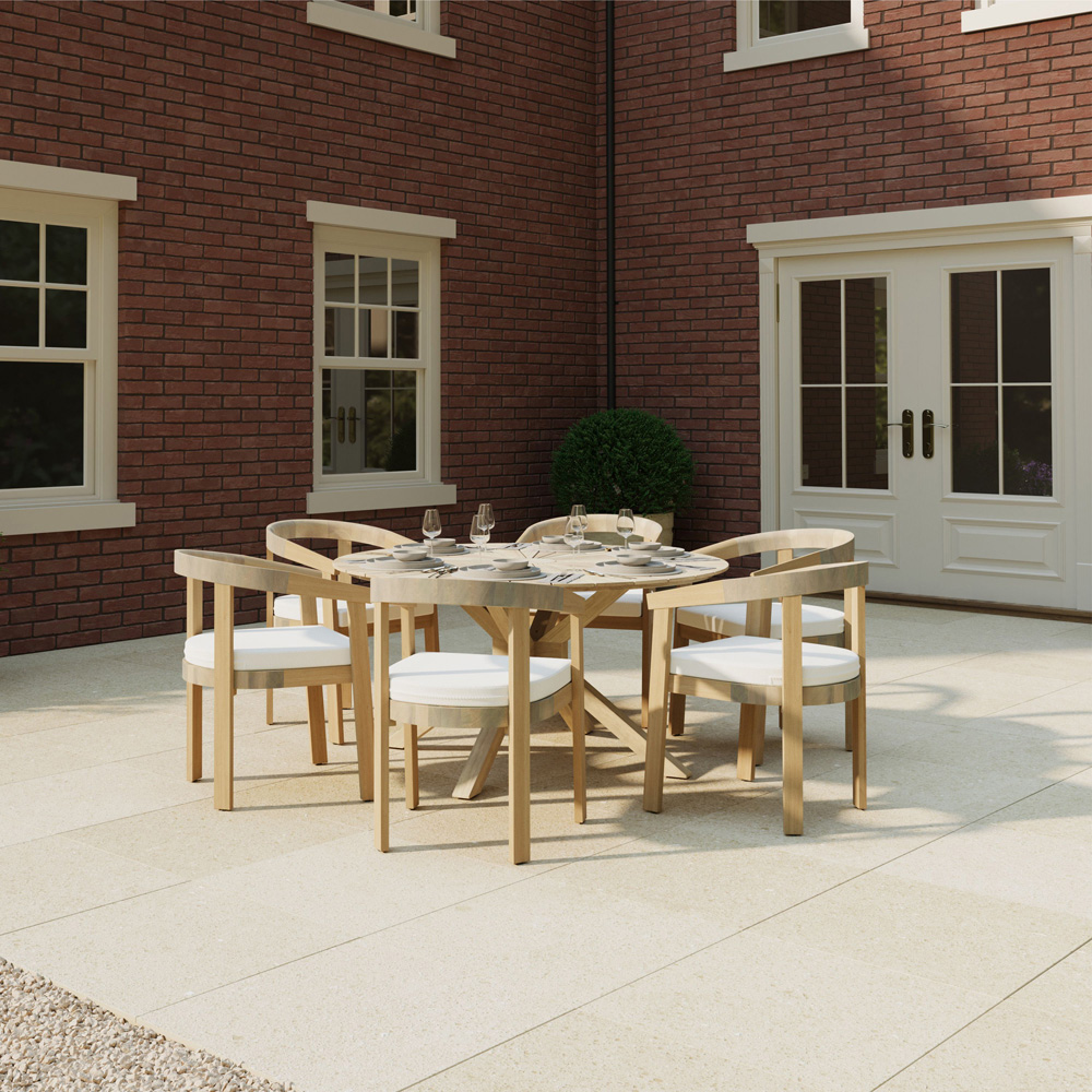 Charles Bentley Delgada 6 Seater Acacia Round Dining Table with Sundial Top Image 6