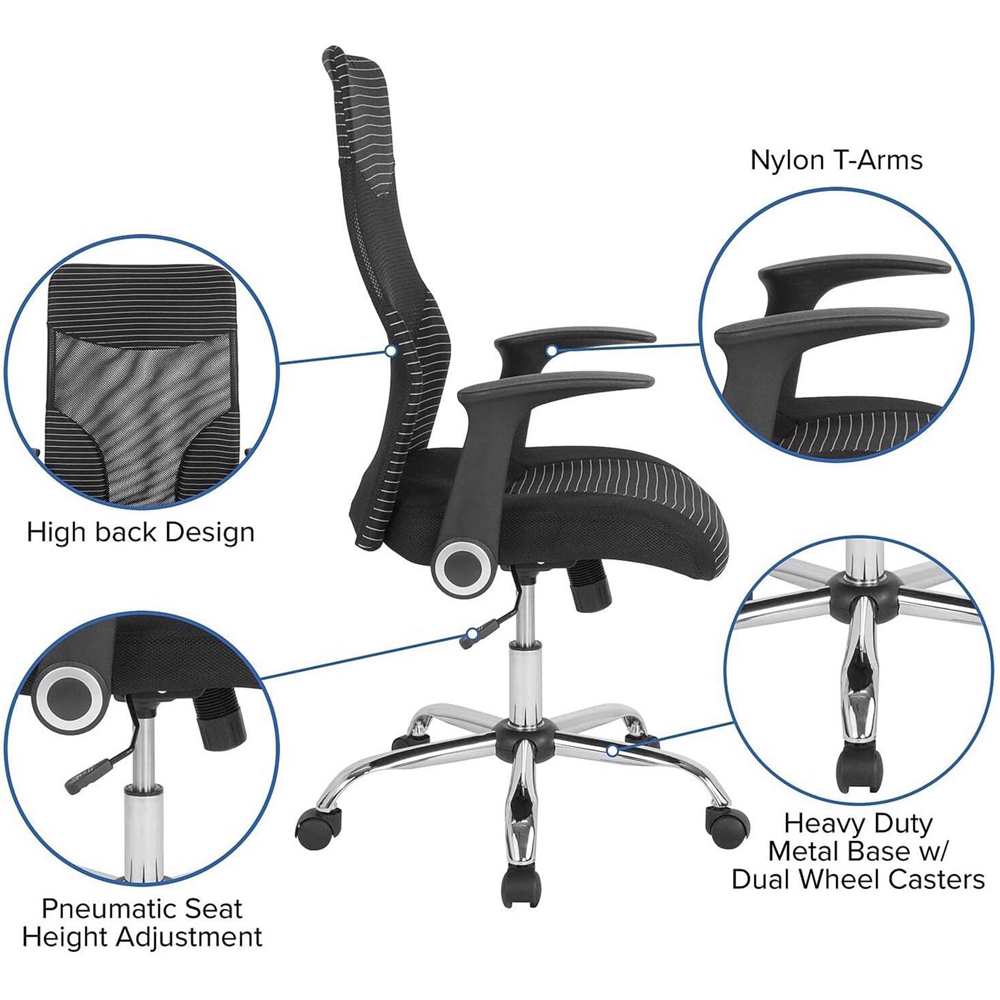 FWStyle Black Mesh Striped High Back Office Chair Image 5