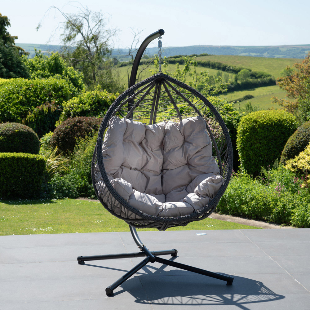 Artemis Home Lynton Light Grey Garden Hanging Egg Chair Image 5