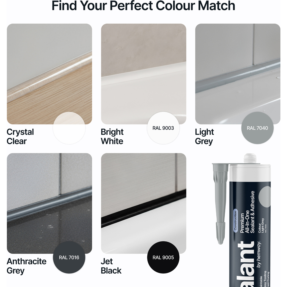 Hemway Light Grey All-in-One Construction Hybrid Polymer Sealant and Adhesive 300ml Image 5