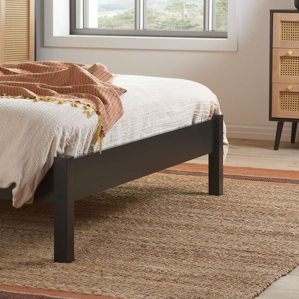Croxley King Size Black and Oak Rattan Bed Image 7