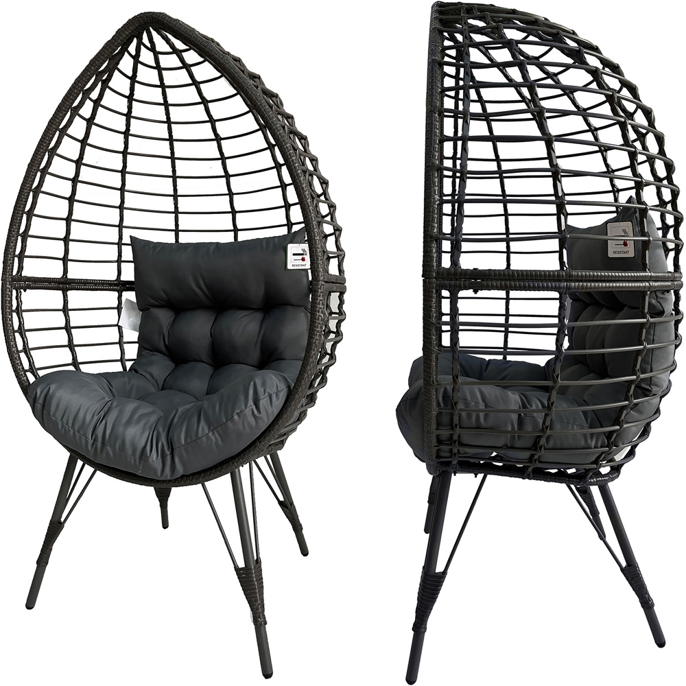 Furniture One Grey Rattan Egg Teardrop Cuddle Chair Image 5