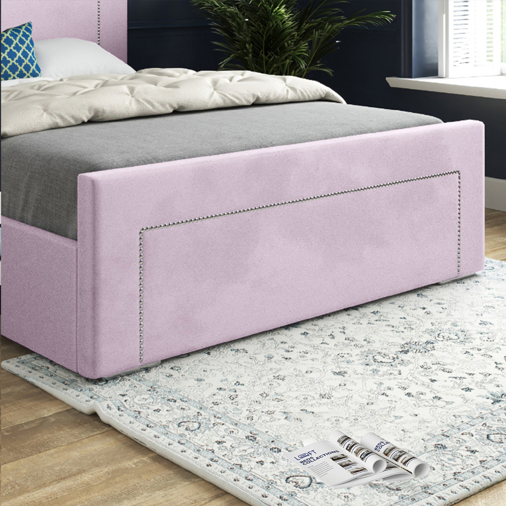 Lucca Pink Double Velvet Upholstered Bed Frame with High Headboard Image 4